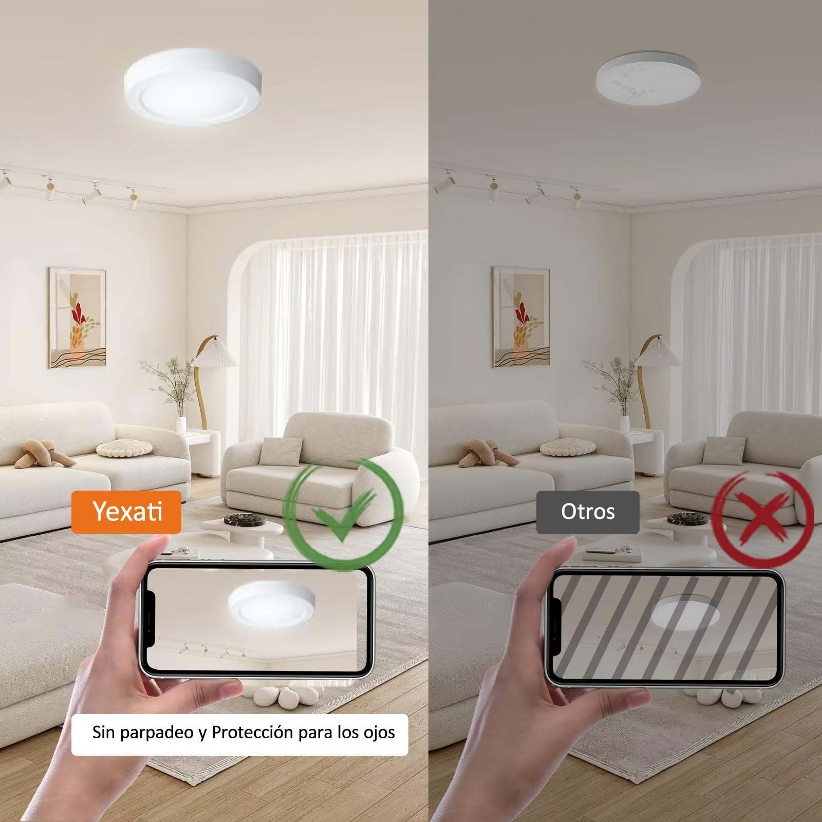 Yexati Pack 6X Panel LED Circular 15W 1800LM, Plafon Superficie LED Redondo (3000K) Color Blanco Calido, IP44 Angulo 120 Driver Incluido. para Dormitorio Cocina Salon Baño Comedor Pasillo 170 * 28Hmm