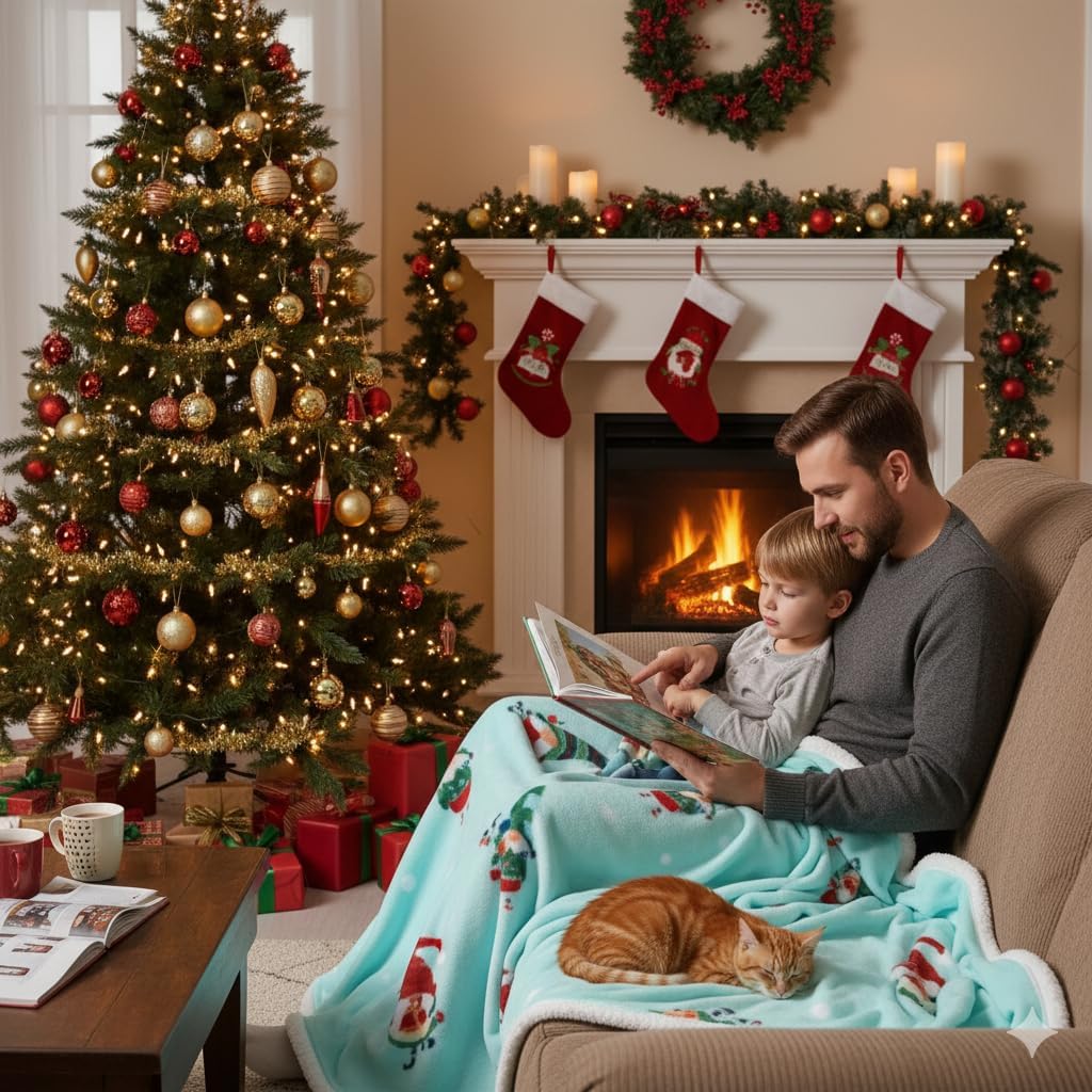 Catalonia Christmas Elf Sherpa Throw Blanket, Xmas Theme Throws, Plush Fleece Couch Blanket, Super Soft, Comfy, Cozy, Fluffy, Ugly - Image 3