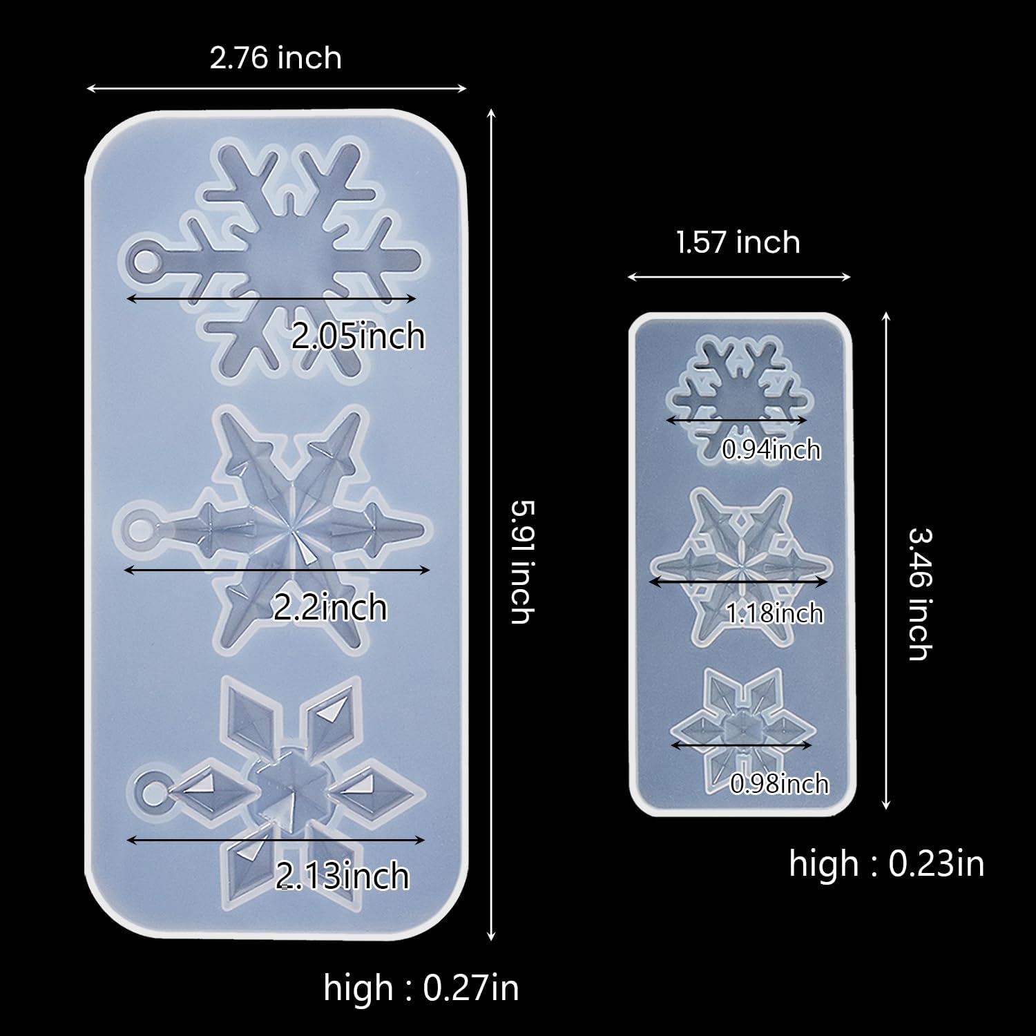 Patelai 3 Pcs Snowflake Silicone Molds, 17 Varying Sizes Epoxy Resin, Clear