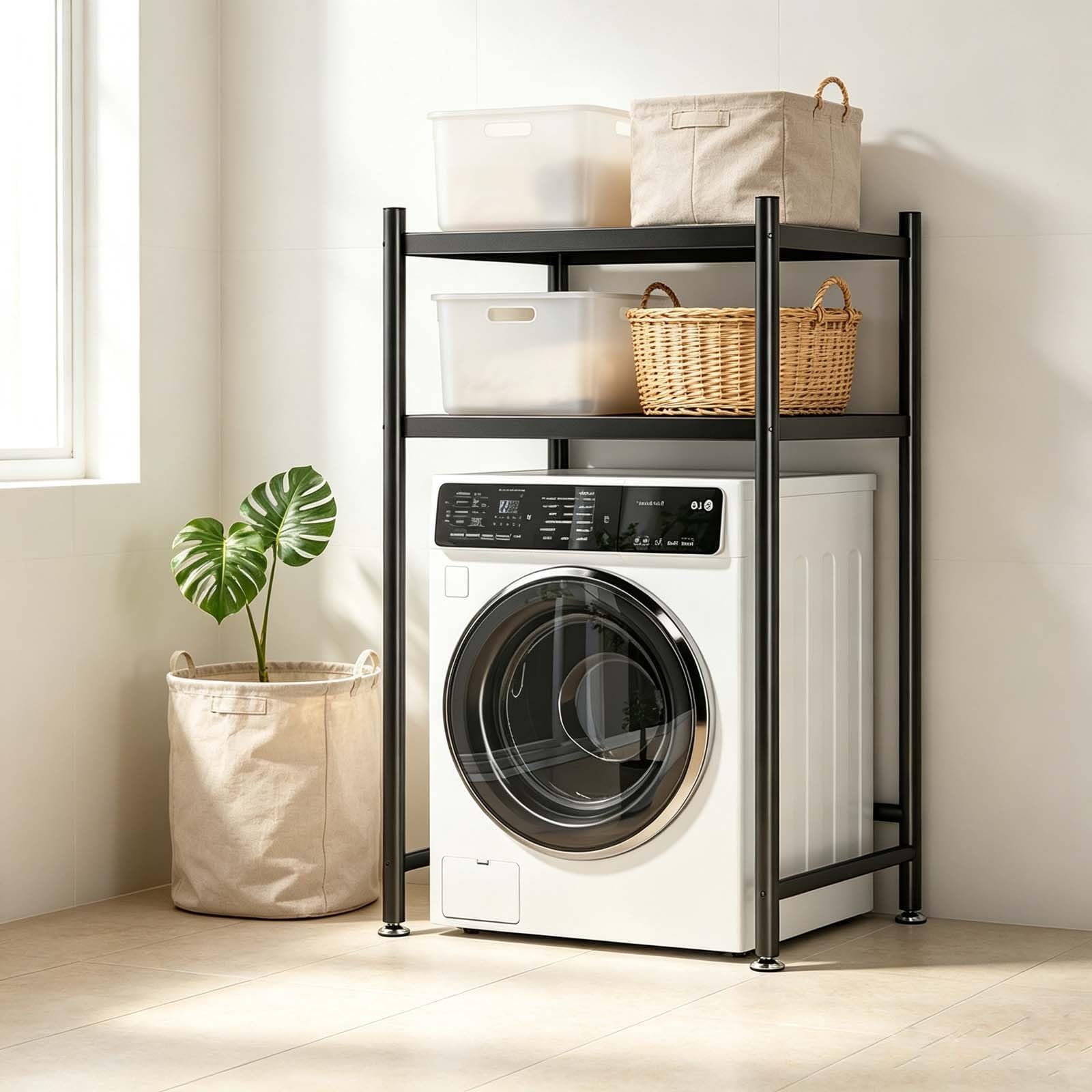 kumamart Adjustable Washing Machine Rack Over Washer Dryer Storage Shelf