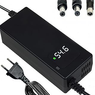 54,6 V 2 A Universal-Batterieladegerät mit DREI Anschlüssen für 48 V Lithium-Ionen-Batterien für persönliche Mobilitätsgeräte, mit LED-Ladespannungsanzeige in Echtzeit und Lüfterkühlung.