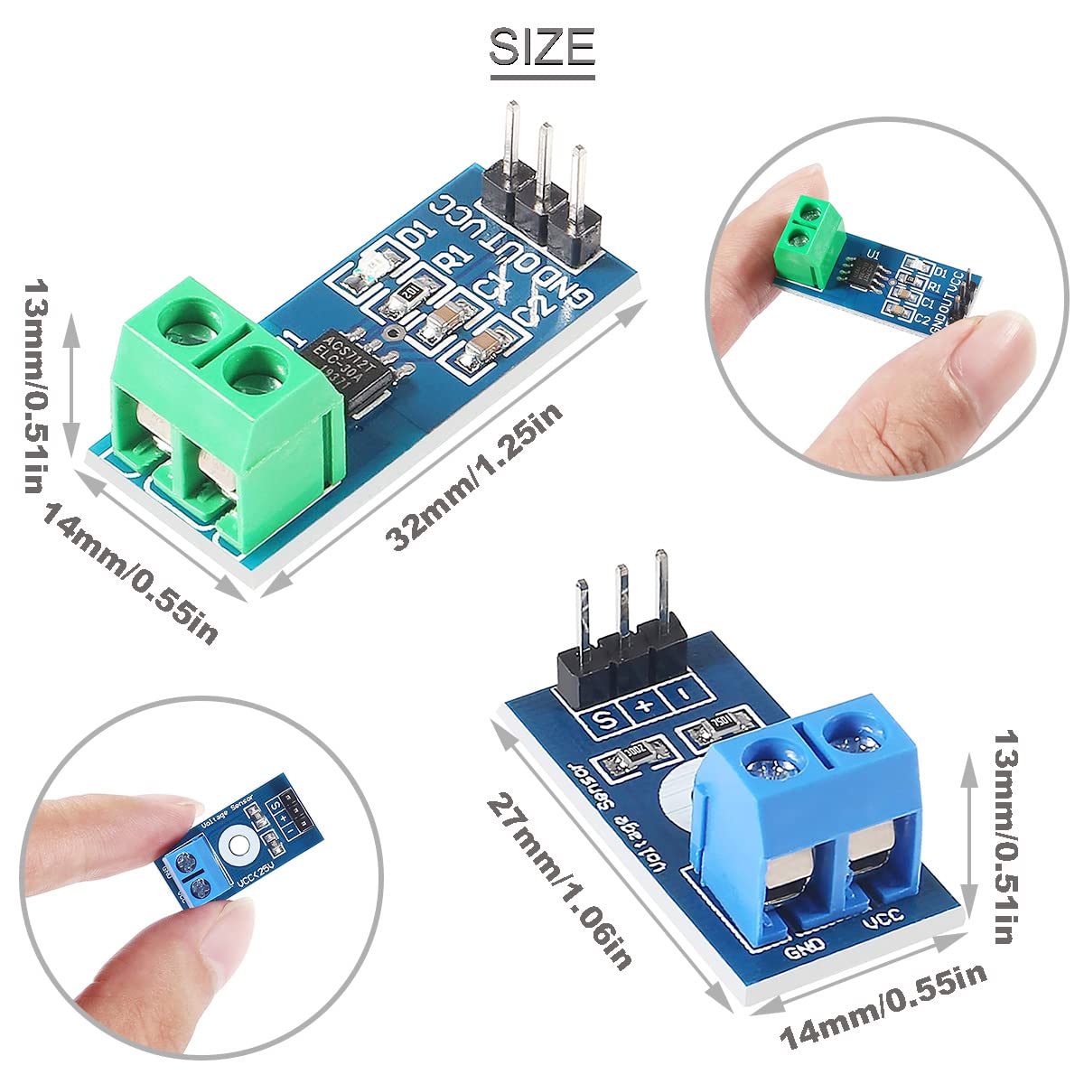 ACS712ELCTR-30A Stromsensor – 30A Messbereich, 5V, Analoger Ausgang 66-185mV/A – Für Arduino, Raspberry Pi & DIY Stromsensor ACS712ELCTR-30A