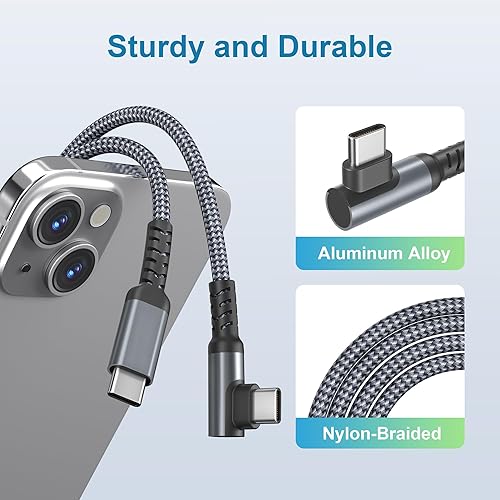 Miniatura 5 de Basesailor Paquete de adaptador USB a USB C con cable USB C a C en ángulo recto de 100 W, compatible con MacBook Pro, iPad Air 4 5 5th Mini 6