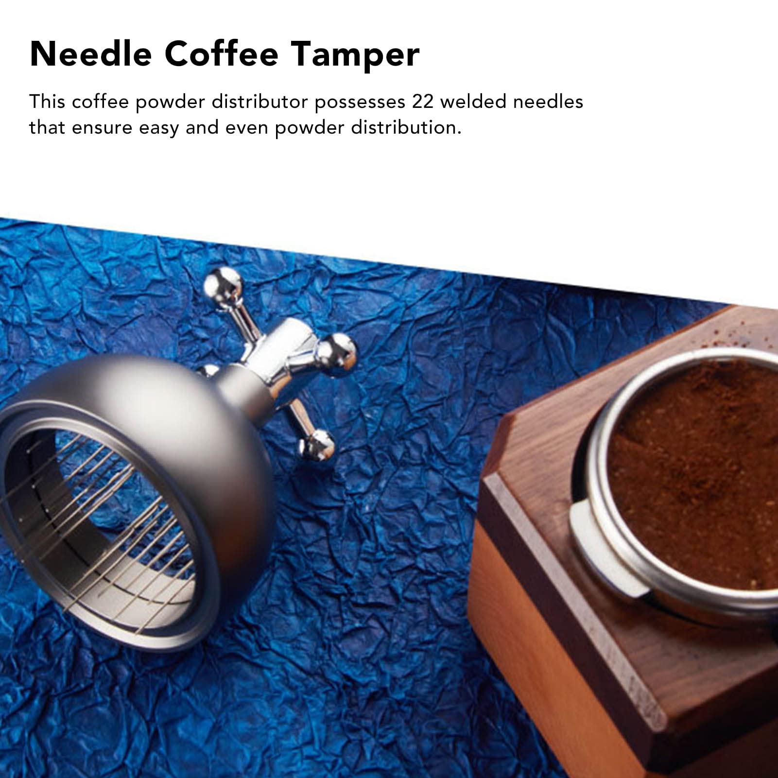 Distributore di Aghi Per Caffè, Distributore di Polvere di Caffè a 22 Aghi, Strumenti di Distribuzione Per Caffè Espresso Regolabili in Acciaio Inossidabile Per Barista(51mm-Grigio)