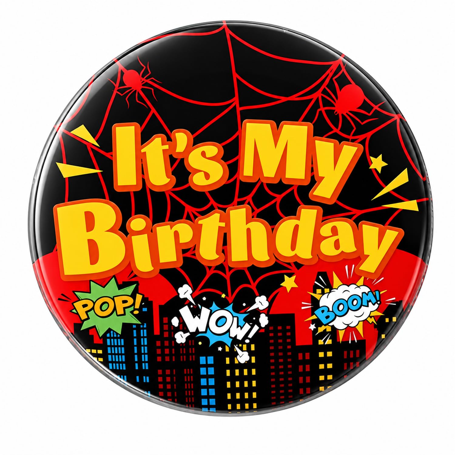 Spider Web Themed Its My Birthday Badge, Birthday Boy Badge for Boys & Girls