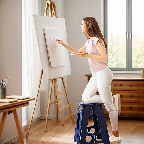 Miniatura 49 de Acko. Taburete plegable de 13 pulgadas de alto, resistente, para niños y adultos, cocina, jardín, baño, taburete con escalón. Blanco,Negro