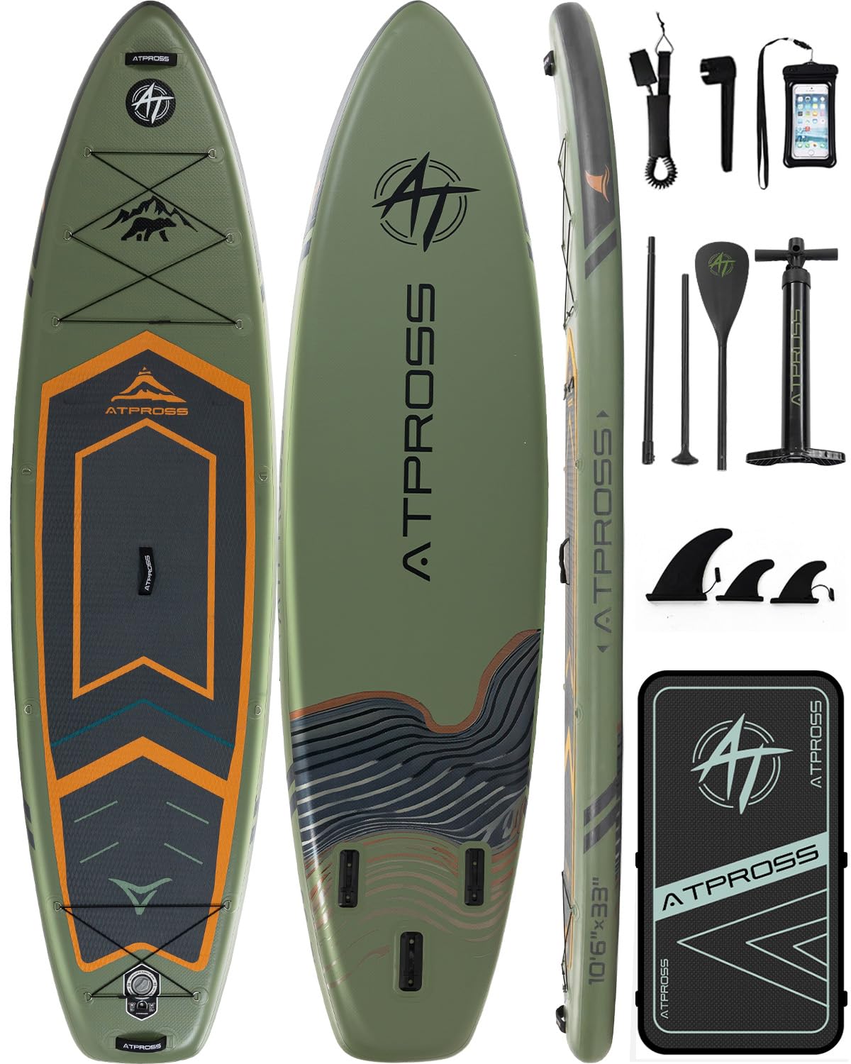 10'6''x33''Inflatable Stand Up Paddle Board, 400lbs Extra Wide Stand Up Paddleboard with Kayak Seat, Anti-Slip EVA Deck Premium SUP Accessories Kit, Non-Slip Stable Deck Boat
