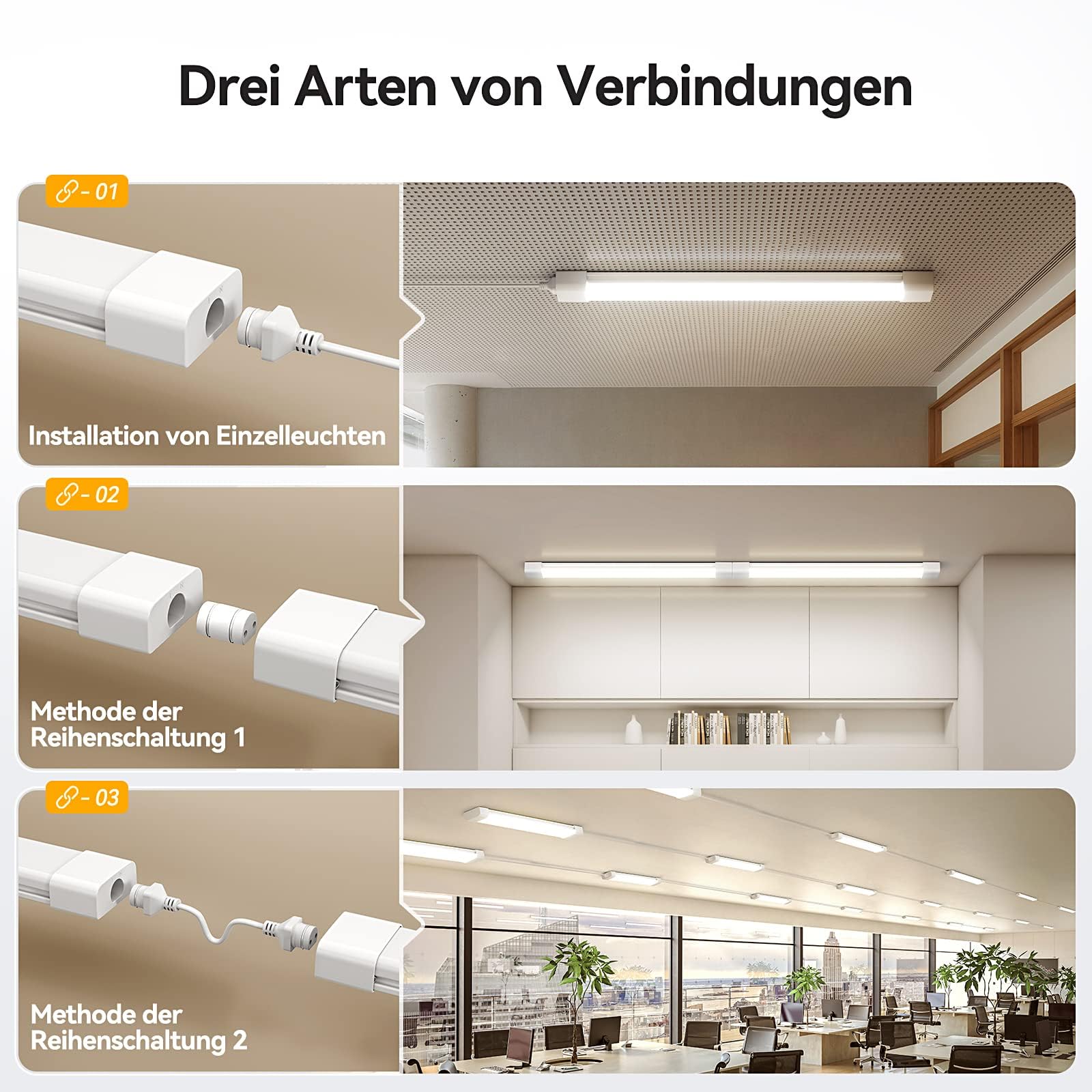 Modlicht LED Feuchtraumleuchte 120CM mit Stecker Plug, 36W 4000k Neutralweiß 4000Lumen Verbindbar Deckenleuchte Feuchtraum Flach, Werkstattlampe Wasserfest IP65 Wannenleuchte für Keller Garage