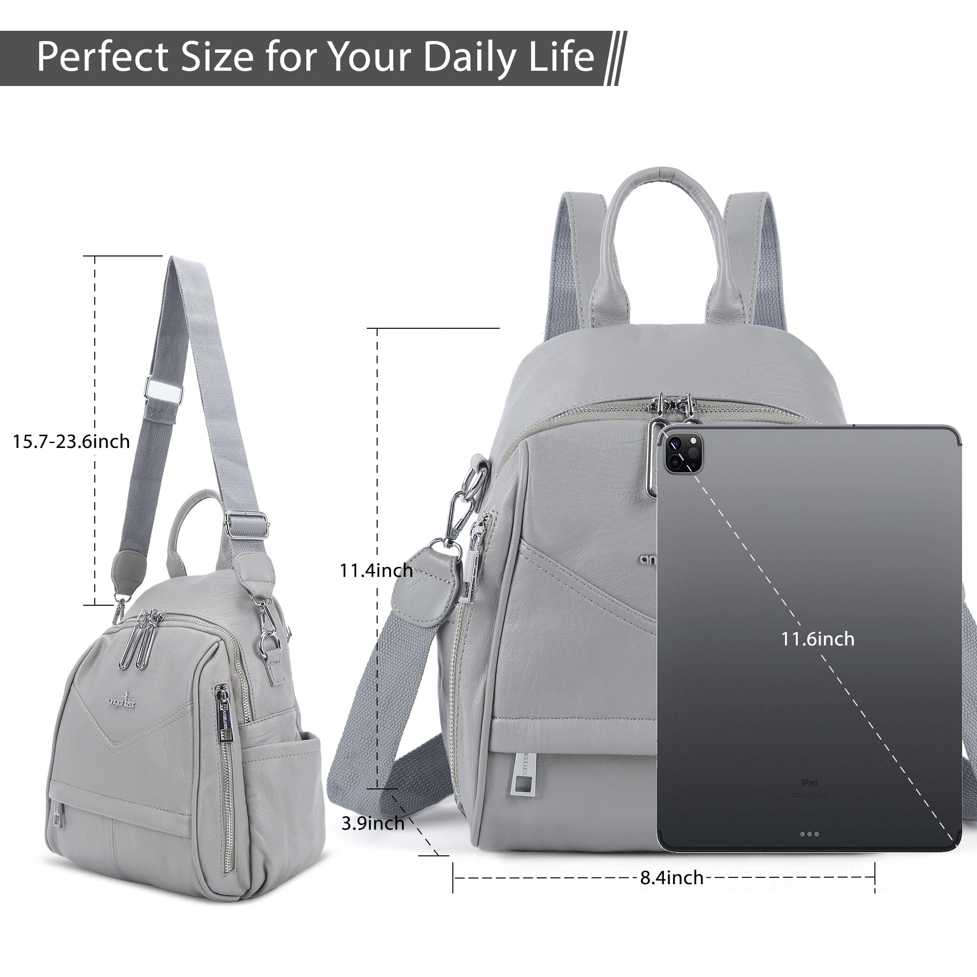 Angel Kiss Kleine Rucksack-Handtasche für Damen, weiches Leder, geräumige Rucksäcke, Designer-Schulterrucksack, modische Handtasche