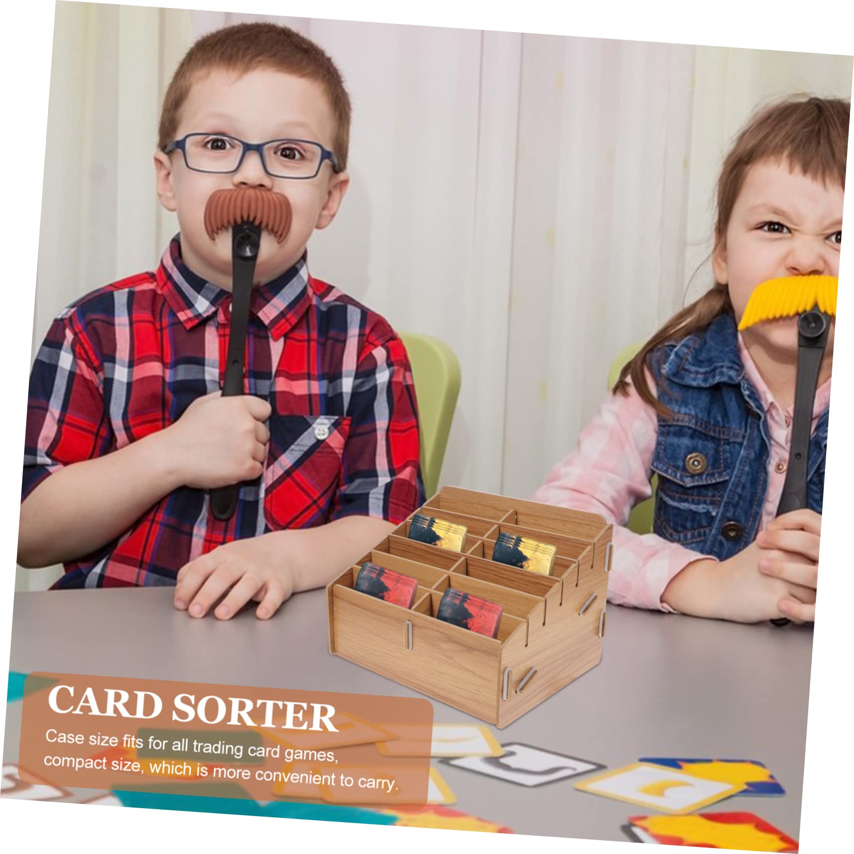 Caja de Almacenamiento para Cartas de Juego y Naipes 12 Compartimentos Madera Nogal Organizador Multi-cuadrícula Portátil para Coleccionistas y Juegos de Mesa