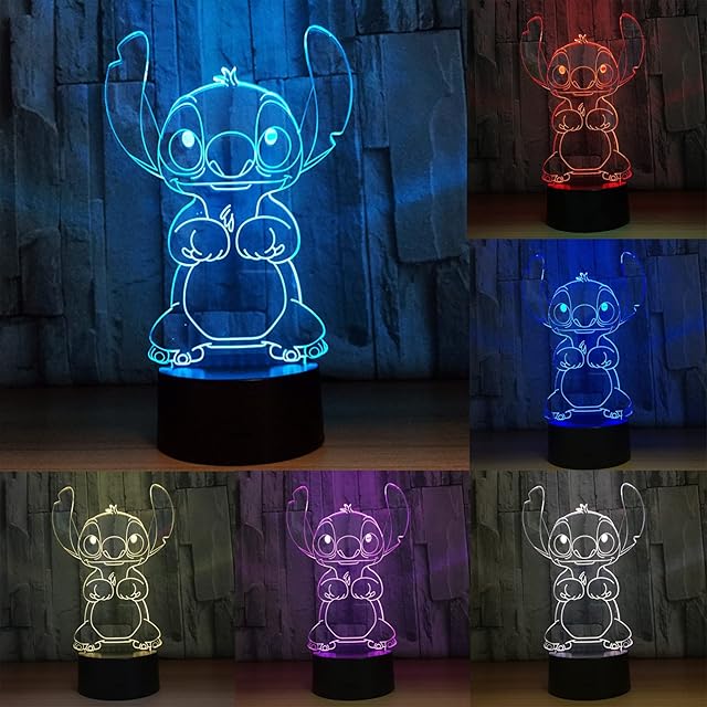 Stitch Night Light, 3D Led 16 Color Remote Control Stitch Table Lamp, Lilo and Stitch Gifts, Children's Room Decoration Holiday Gifts for Christmas