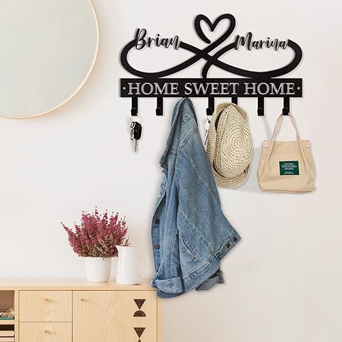 Miniatura 3 de Llavero personalizado con nombre de pareja, soporte de metal montado en la pared para regalos de inauguración de la casa, ropa de cama ignent