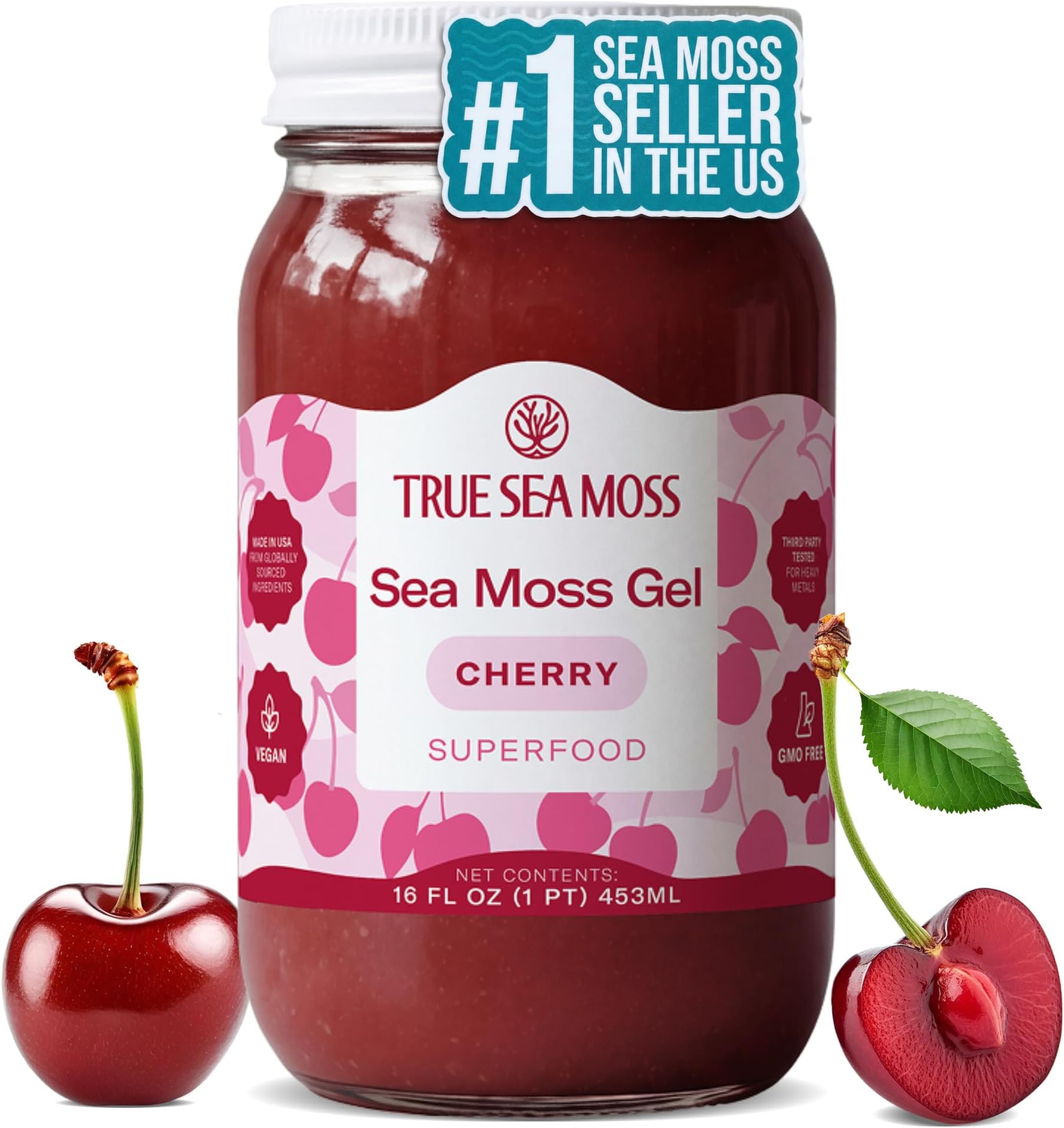 True Sea Moss – Sea Moss Gel – Cherry, Pack of 1 (Labels may Vary)