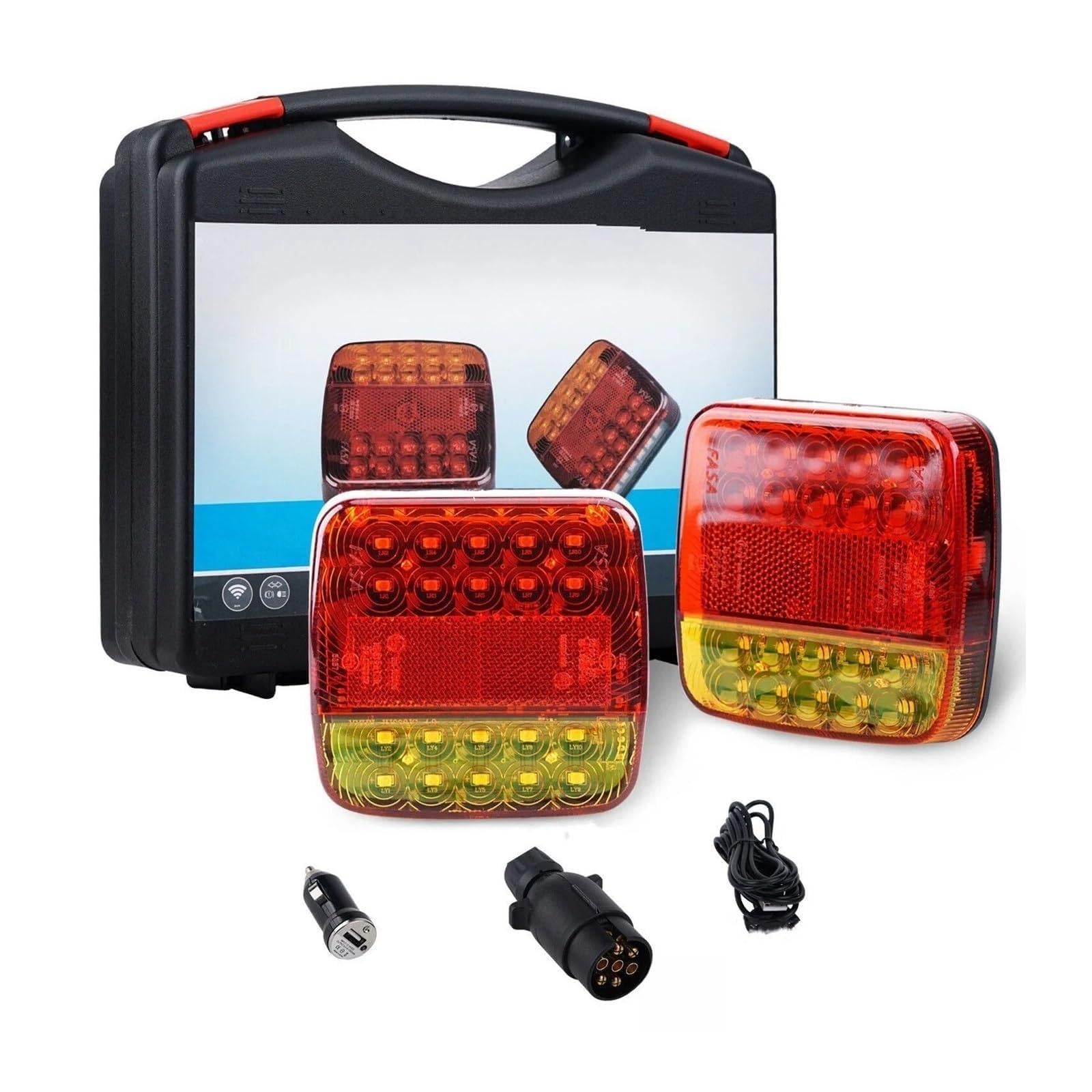 Luz Trasera Coche para caravanas autocaravanas Camiones y vehículos recreativos Luz Trasera Remolque luz Advertencia Fren 2 Luces LED traseras magnéticas inalámbricas Traseras Luces Después(EU)