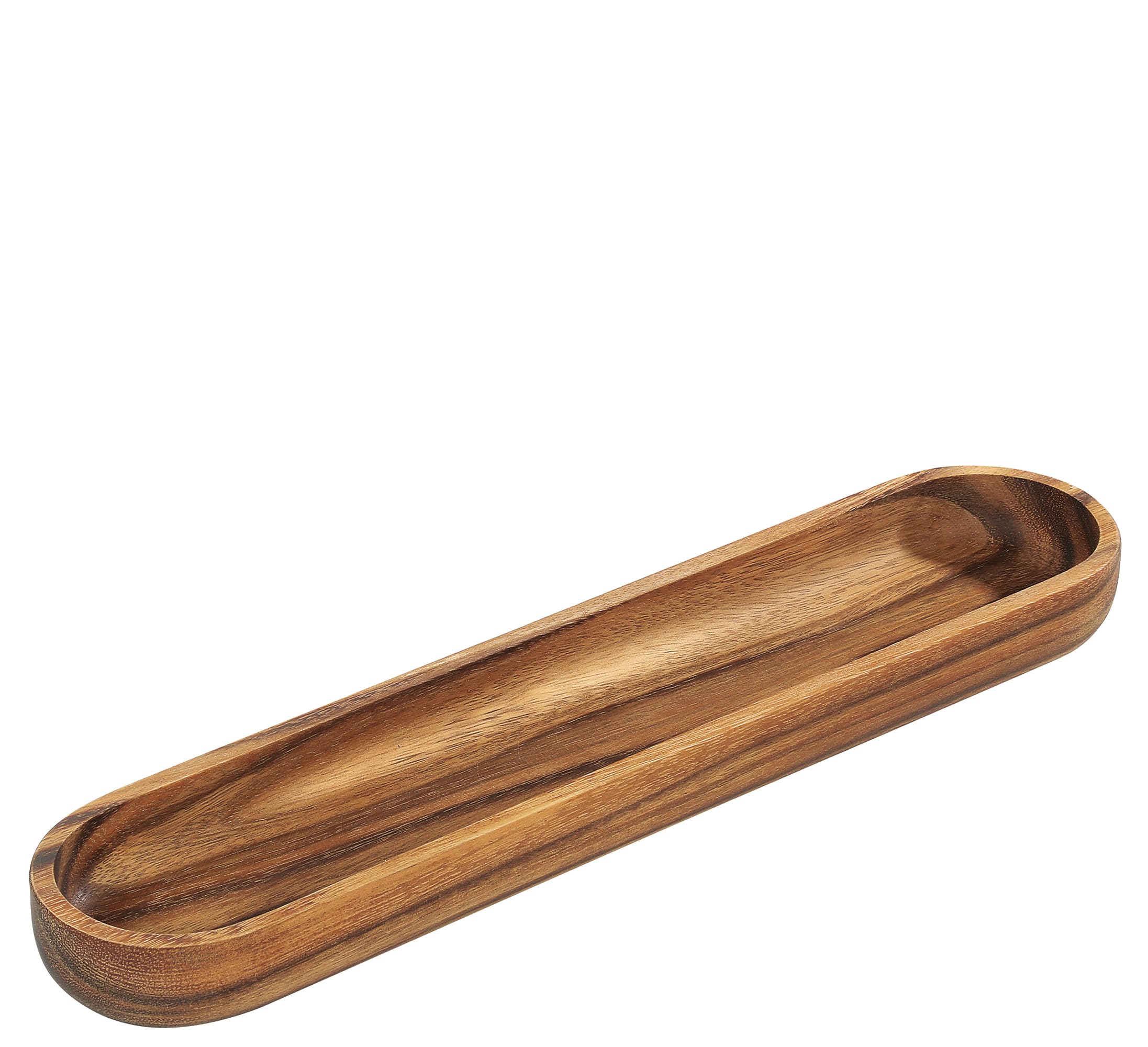 Zassenhaus Serving Tray Acacia Wood Baguette Bowl Tray with Handles Breakfast Tray Wooden Tray Decoration Tablet for Tableware Sustainably Sourced Hardwood 45 x 9.5 x 4 cm