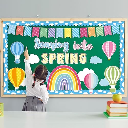 Miniatura 6 de ZOIIWA Soaring into Spring - Juego de decoración de tablón de anuncios de primavera para aula, recortes de tablón de anuncios de regreso a clases,