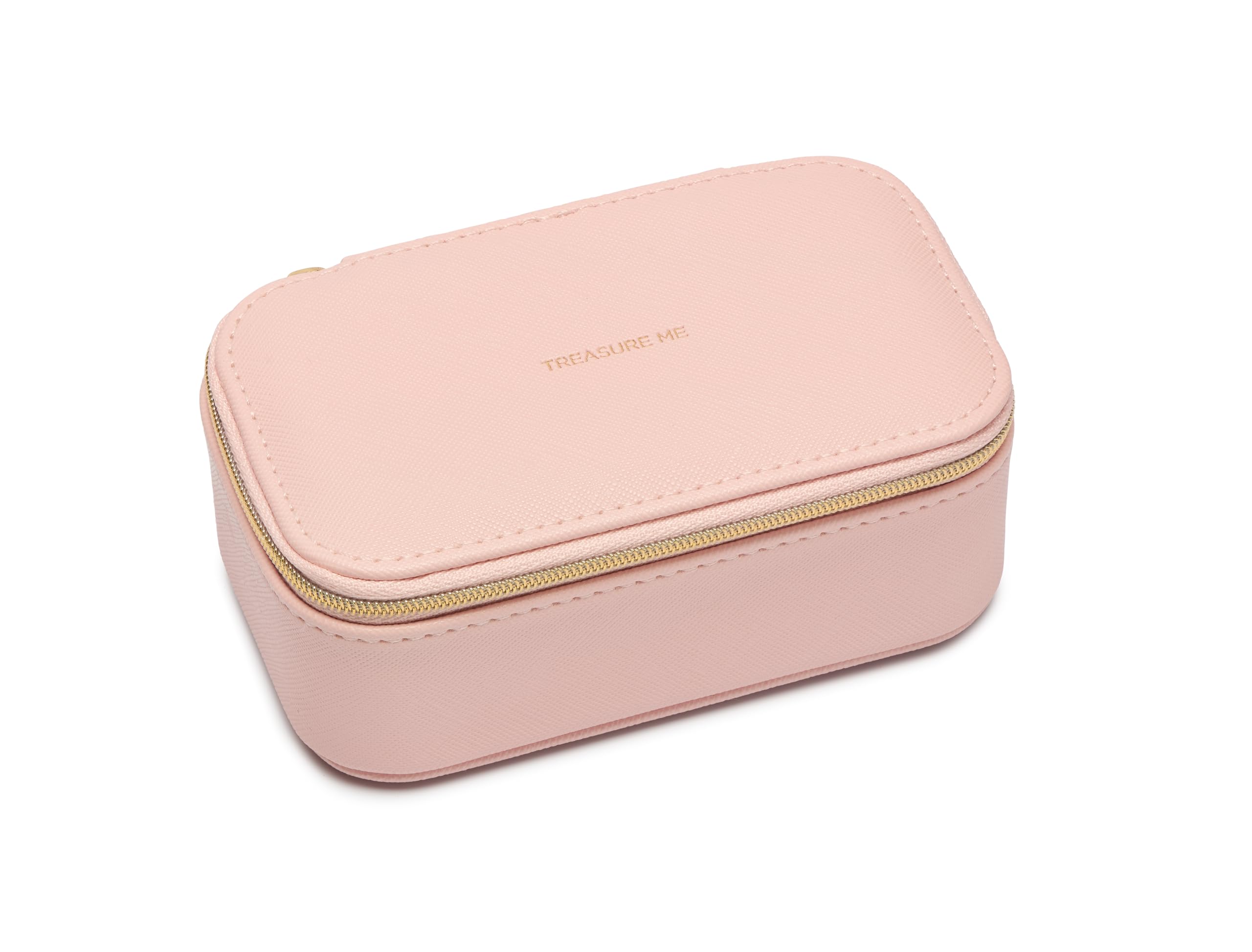 Estella Bartlett Women's Pink Faux Leather Mini Jewellery Box – Travel Jewellery Case For Compact Zip Storage Organiser For Rings, Earrings & Necklaces, Gift For Her