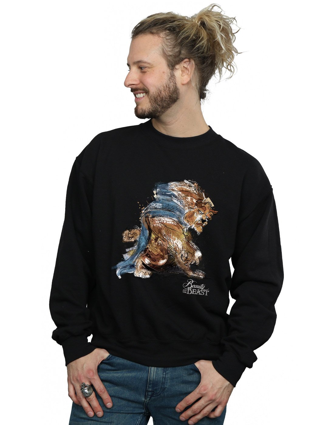 Disney Beauty and the Beast Beast Sketch Sweatshirt - Black - XXL - Officially Licensed
