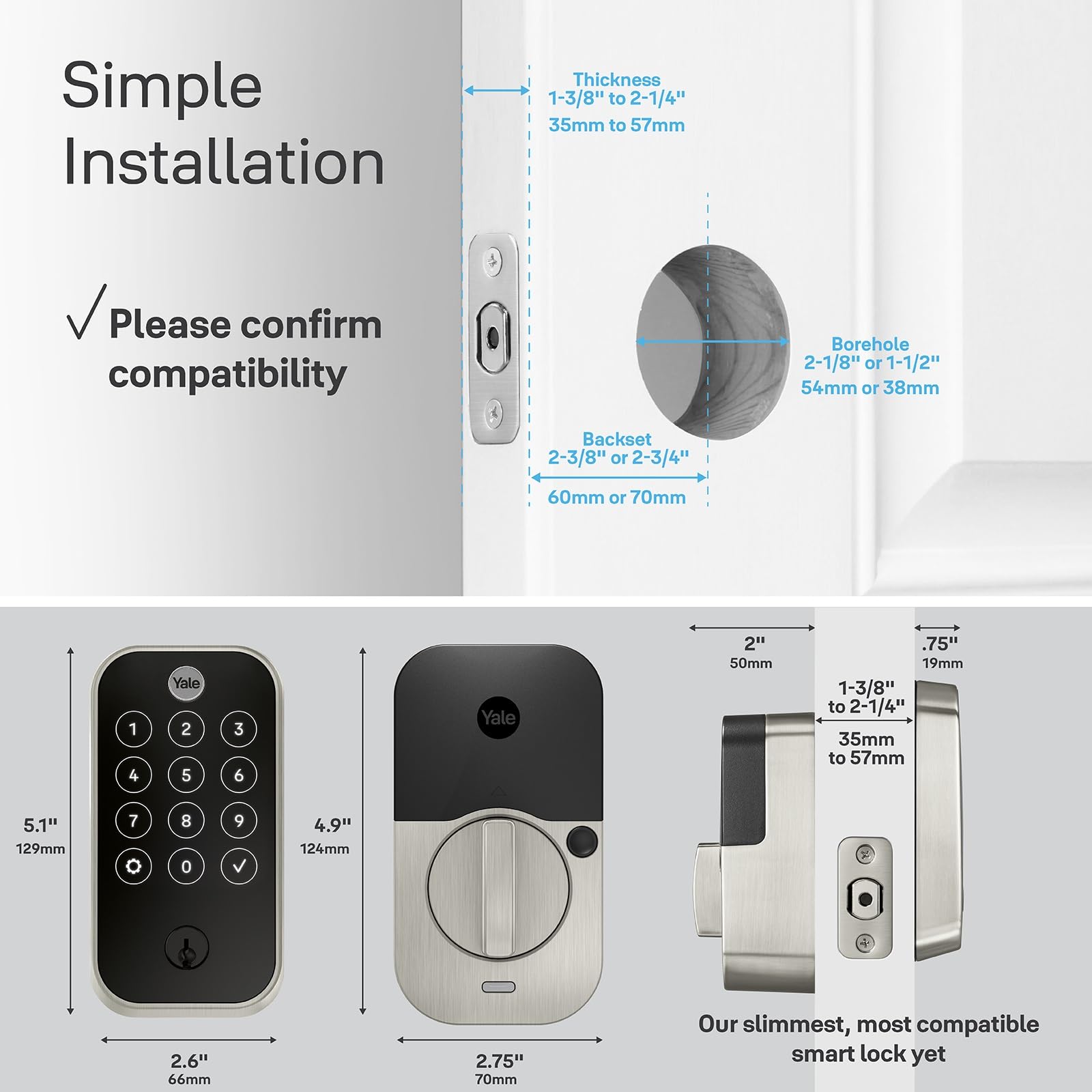 Yale Assure Lock 2 Touch Deadbolt, Black Suede Keyed Smart Entry Door Lock with Wi-Fi Connected Touchscreen Keypad and Fingerprint Scanner for Vacation Rental Hosts, YRD420-F-CB1-BSP