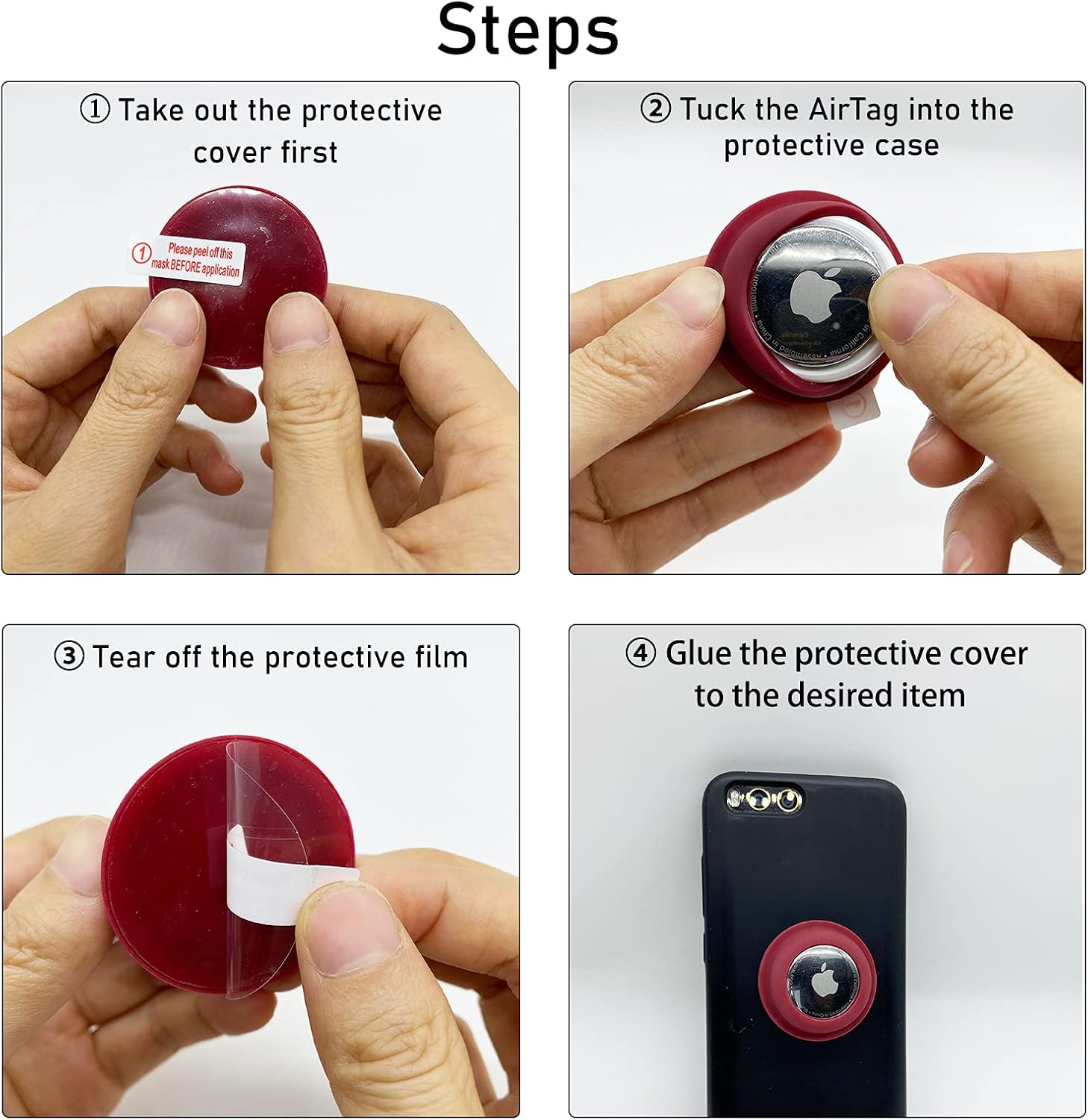 lechiv%c3%a9e for airtags case airtag holder cover 4 pack portable airtag sticker adhesive mount stick on wallet bike bicycle tv remote car