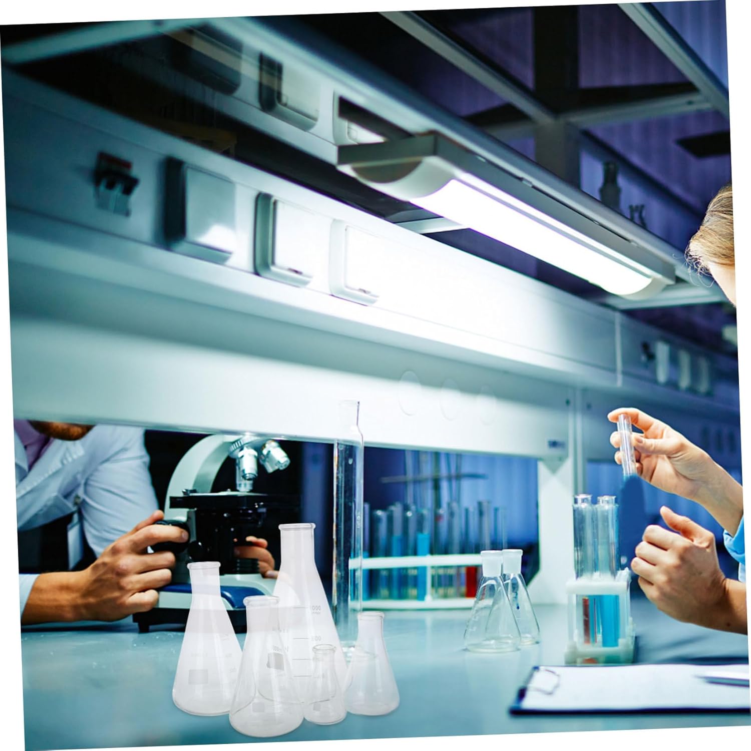 5pcs Borosilicate Glass Erlenmeyer Flasks Set Temperature Resistant Lab Flasks for Science Experiments and Easy Maintenance