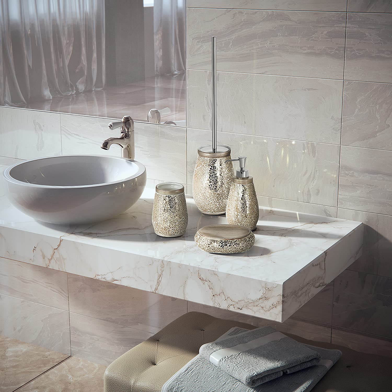 Portasapone In Ceramica E Sughero Gedy Canberra - Design Moderno, Colore Bianco, 3x13x9.5 Cm - Foto 8