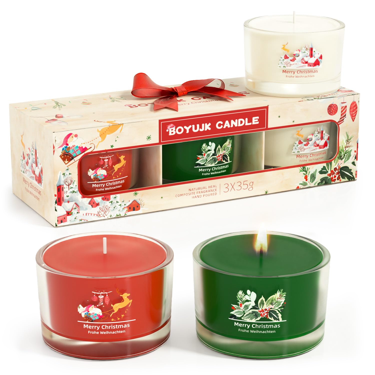 BOYUJK Christmas Candle, Candles Gifts for Women, Scented Candles Gift Set for Her, Christmas Gifts for Women and Men