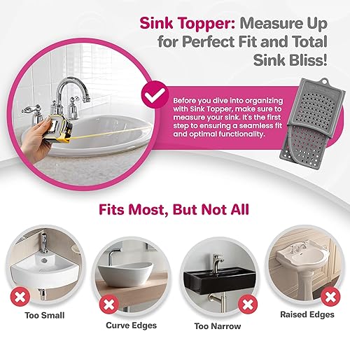 Miniatura 9 de Sink Topper Cubierta de encimera de baño y protector de almacenamiento, alfombrilla de silicona plegable para herramientas calientes, peinado y