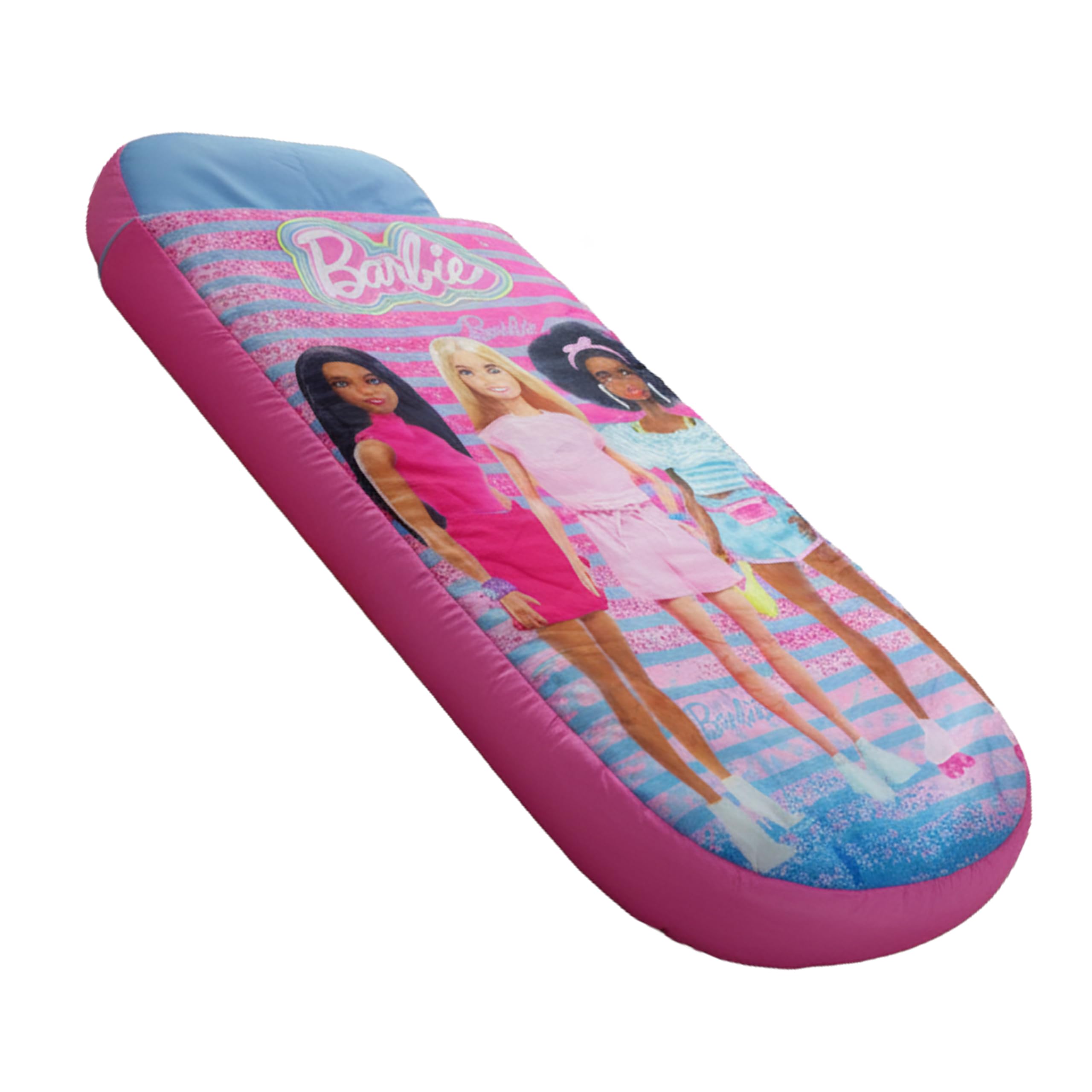 Character World Barbie Officially Licensed ReadyBed Kids Inflatable Air Bed and Sleeping Bag with Pump | Girls Travel Mattress for Sleepovers and Camping or Home Use