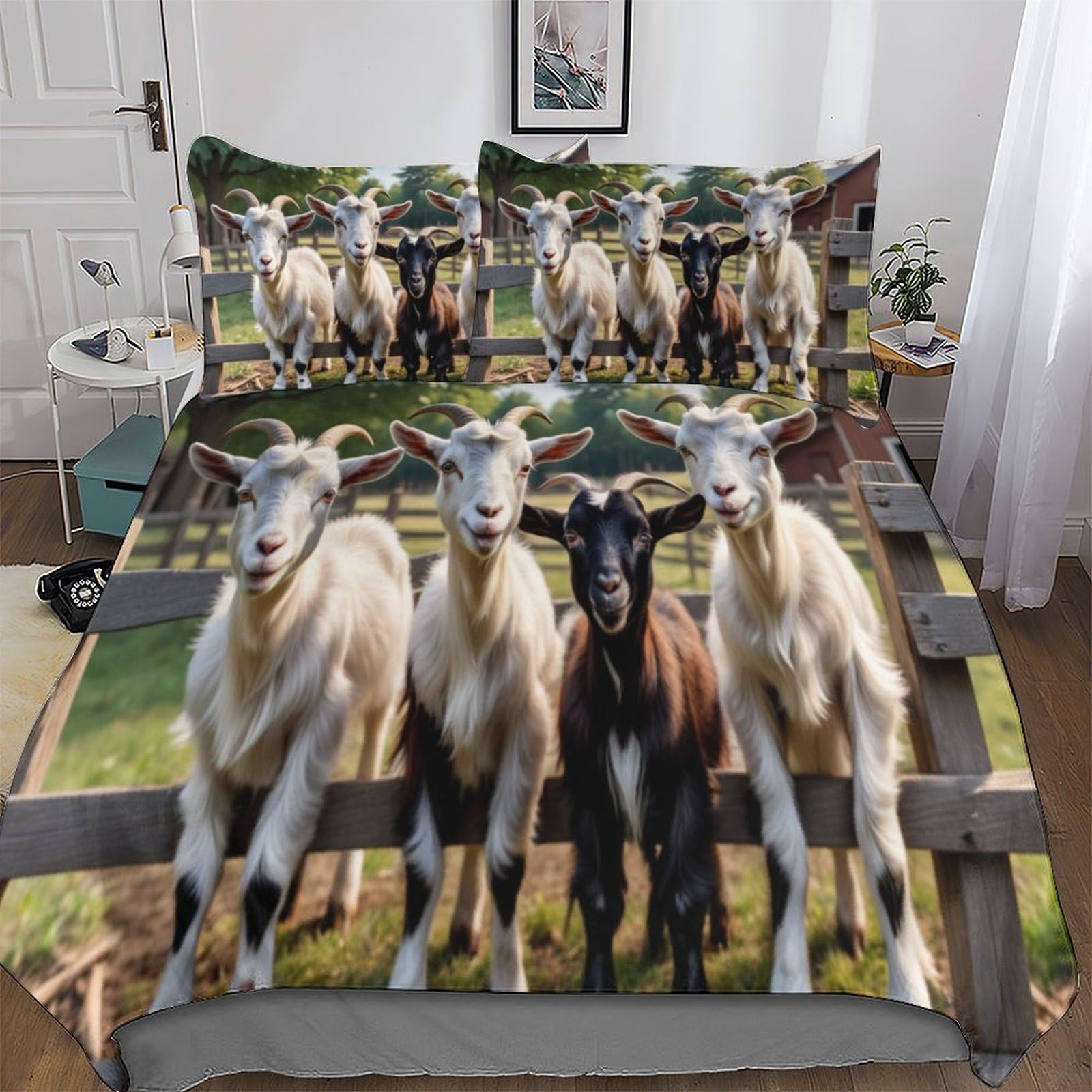 Dcccy Boys Goat Duvet Cover Set Microfiber Bedding Set Quilt Cover 3 Pieces With Pillowcases For Girls Comforter Cover Double (200X200cm)