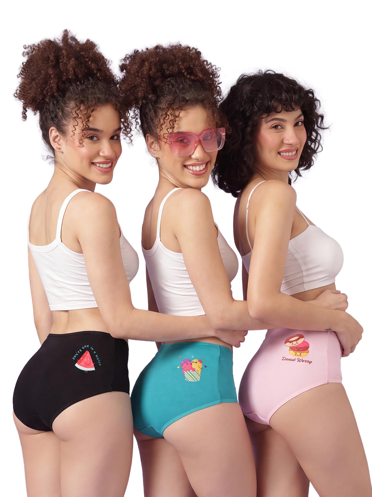 clovia Cotton Printed Back Hipster Chuddy-Buddies Panties for Women -Pack of 3- Multicolor-picture-12