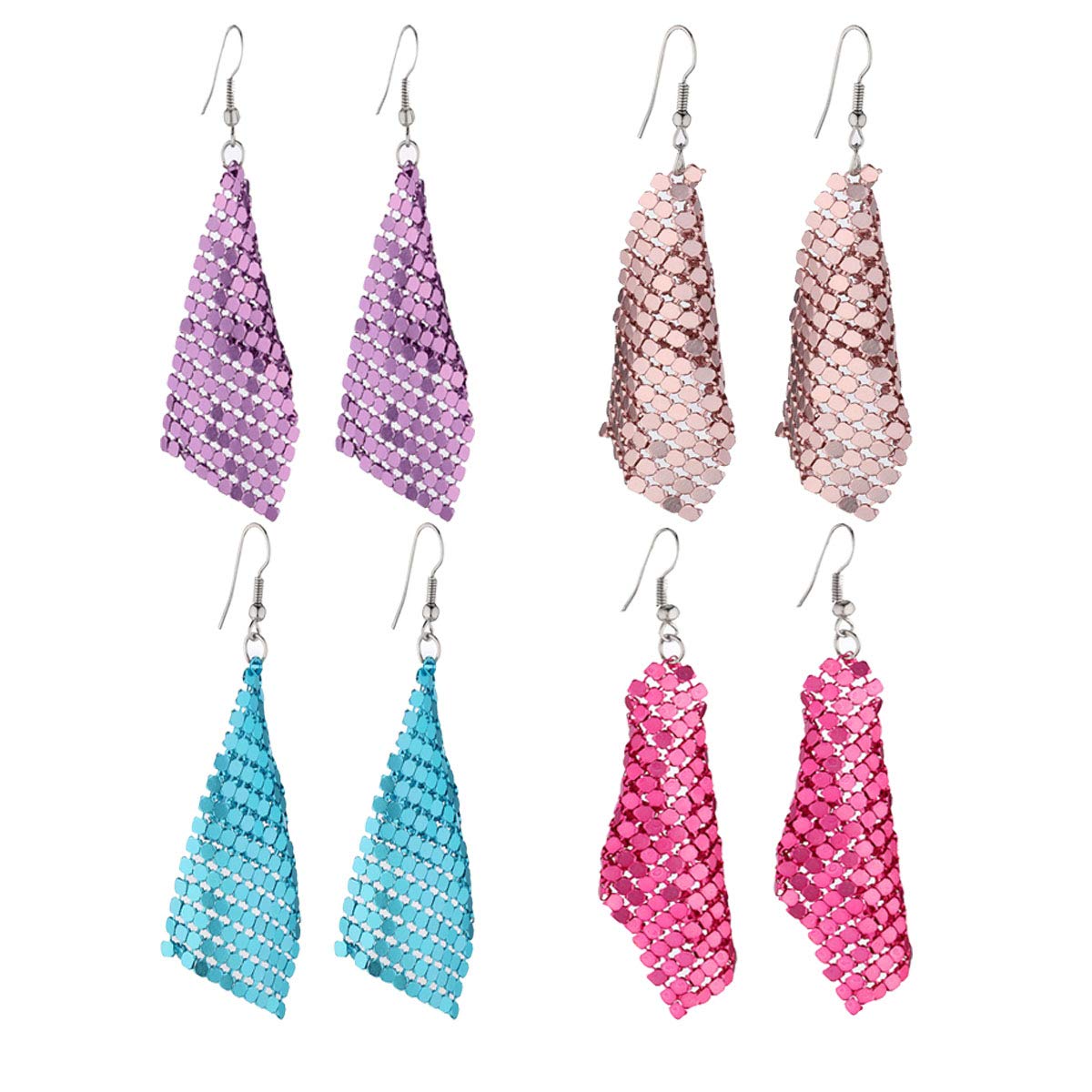 Drop Earrings Set for Women Acrylic Geometric Stud Tassel Sequins Simple Classical
