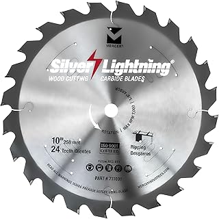 Mercer Abrasives 711001 24-Tooth ATB Carbide Wood Cutting Blade with 10-Inch Diameter and 5/8-Inch Arbor, Ripping