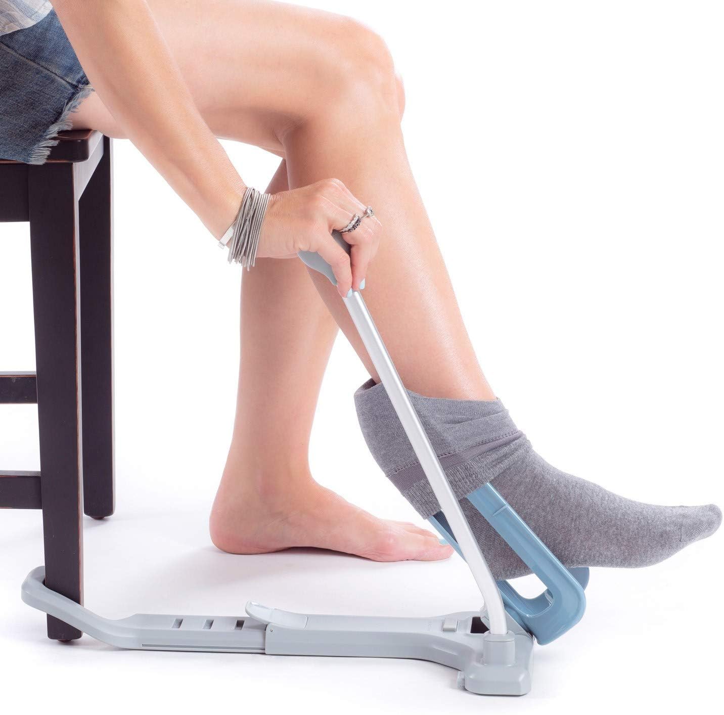 Sockee Sock Aid Helper Easy on Easy Off Elderly Assistance Medical Accessory to Easily Put on Socks for Elders, Mobility, Disabled, Recovering, Pregnant – Includes Shoehorn and Handle : Health & Household