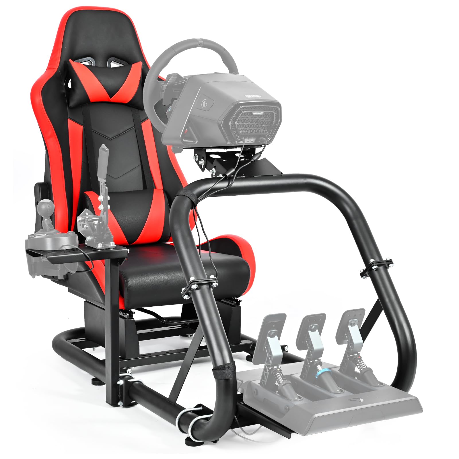 Dardoo G29 Racing Simulator Cockpit with Red Seat Fit for Logitech/Thrustmaster/Fanatec/PC/PS4 G29 G920 G923 T300RS TX, Adjustable Driving Gaming Frame,Not Included Shifter,Steering Wheel & Pedals