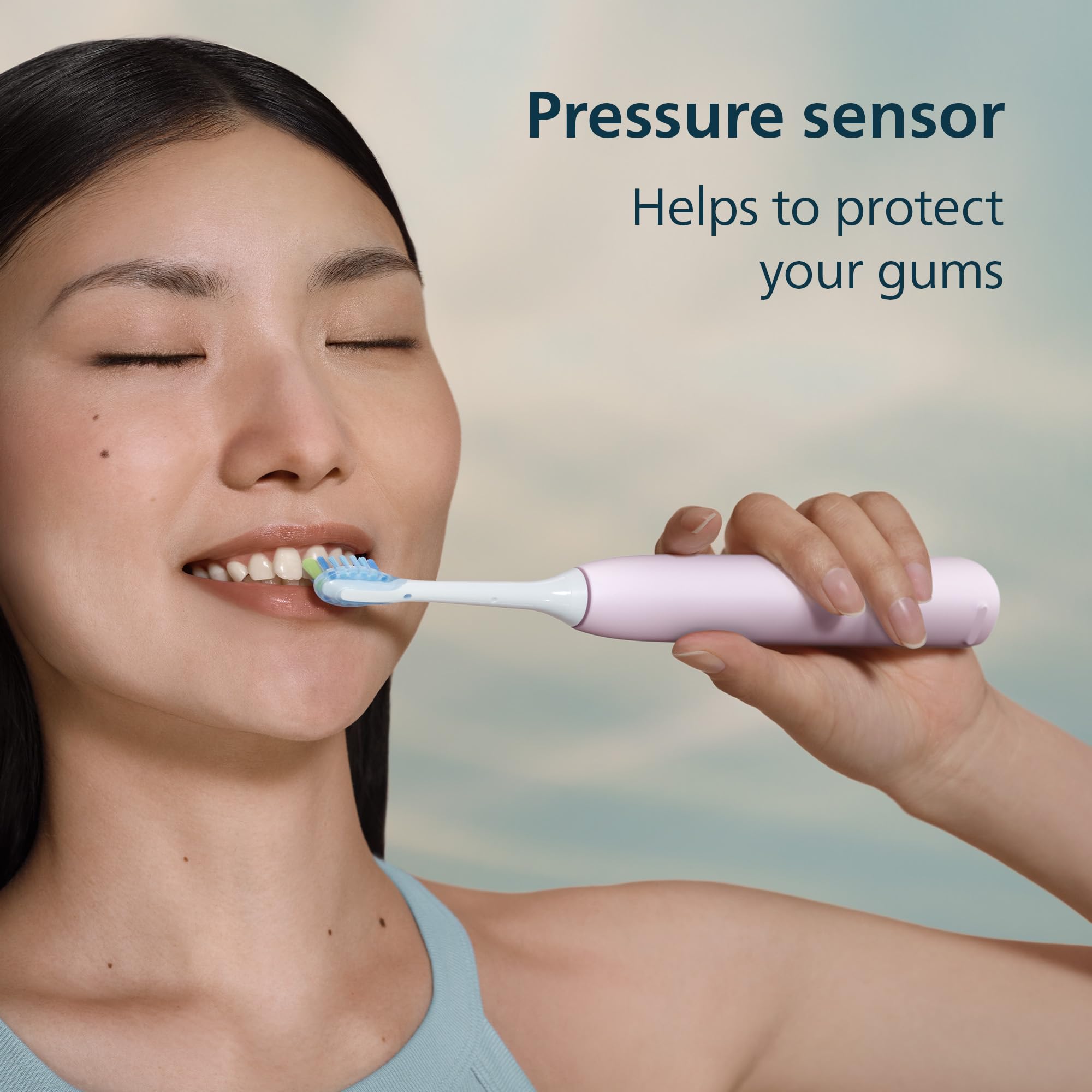 Philips Sonicare Cepillo de dientes eléctrico serie 5950 con sensor de presión, SmarTimer, BrushPacer, 6 ajustes de cepillado, 21 días de duración, maletín de viaje, rosa pálido, HX7132/03