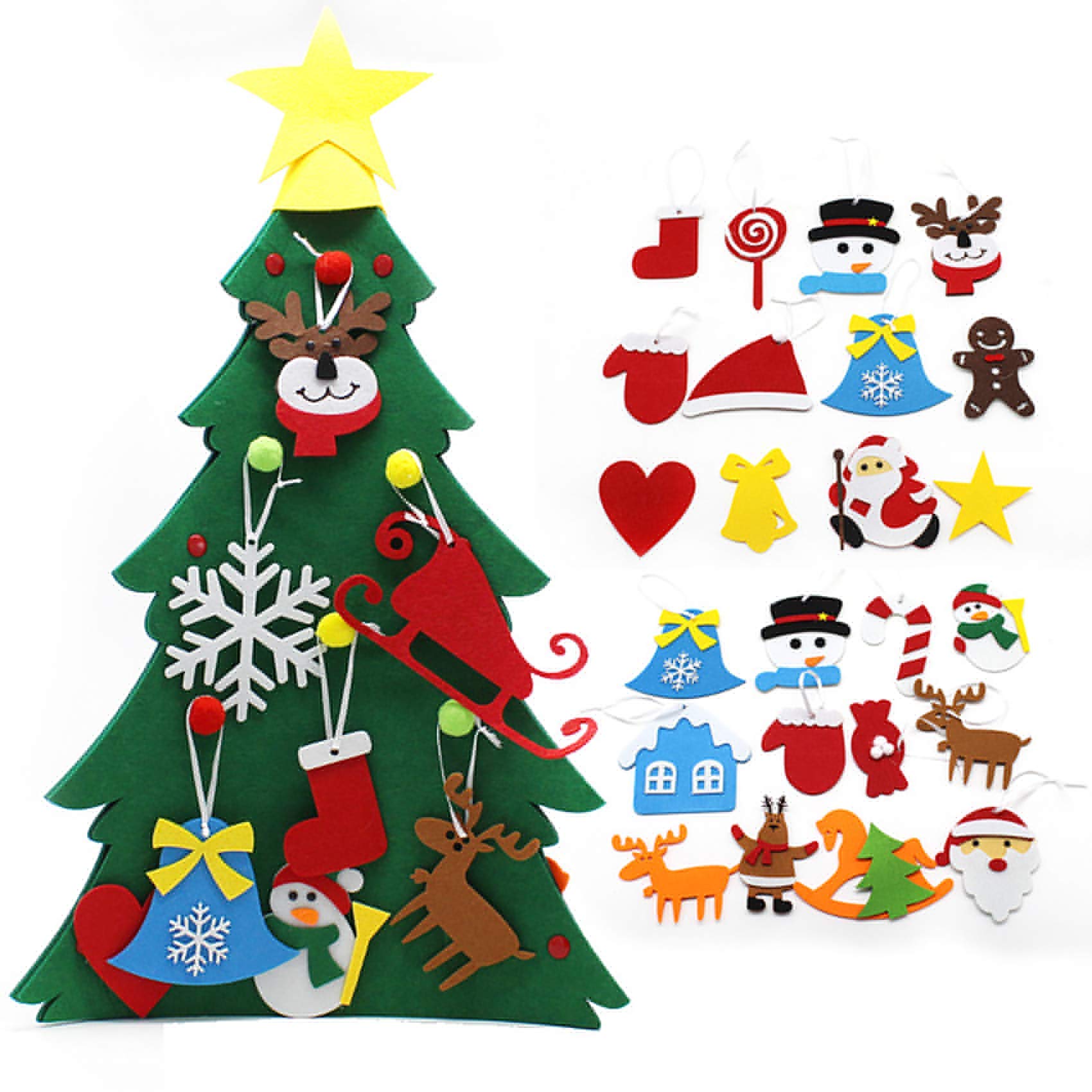 フェルトオーナメント付きクリスマスツリー Amazon｜DIY フェルト クリスマスツリー 2フィート 壁掛けクリスマス