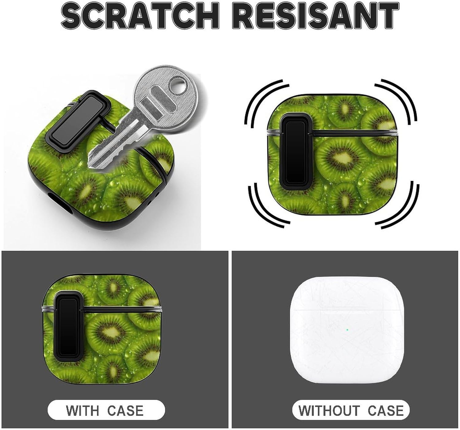 Kiwi Print Shockproof Earphone Case Headphone Earbud Protective Cover Bag Compatible with AirPods 4 image 3