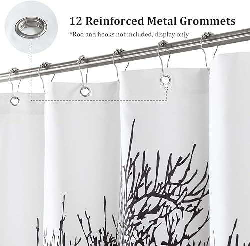 Miniatura 2 de Cortina de ducha con diseño de árbol, rústico y vertical, tela cepillada suave, gruesa, impermeable, para baño, 72 pulgadas de ancho x 72 pulgadas