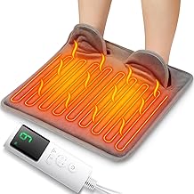 Electric Heated Foot Warmer for Men and Women, Feet Heating Pads Electric Feet Warmer with LCD Display & 9 Temperature Setting, Heated Foot Warmers for Under Desk, Office,Home (Grey)