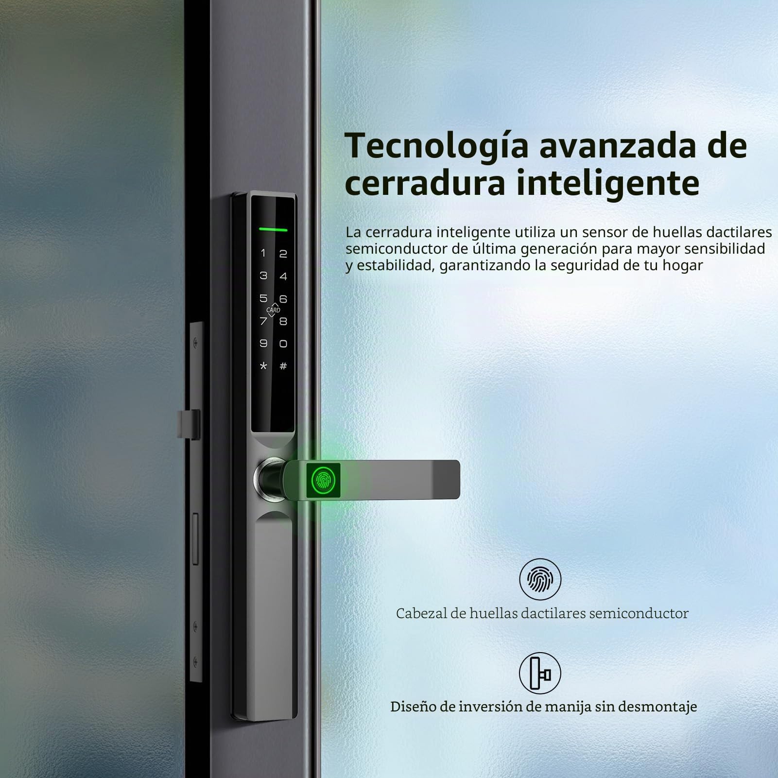 Cryfokt Cerradura Inteligente para Exteriores, Huella Digital, Contraseña, Tarjeta, Llave, WiFi, Cerradura con Cerrojo para Seguridad de Puerta Principal, con de Alerta, Control de (BLACK)