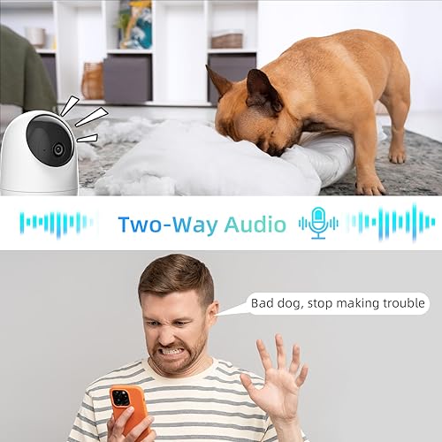 Miniatura 5 de Cámara de seguridad 2K PanTilt para monitor de bebé 5G y 2.4G, paquete de 2 cámaras para bebé con detección de llanto, detección de movimiento,