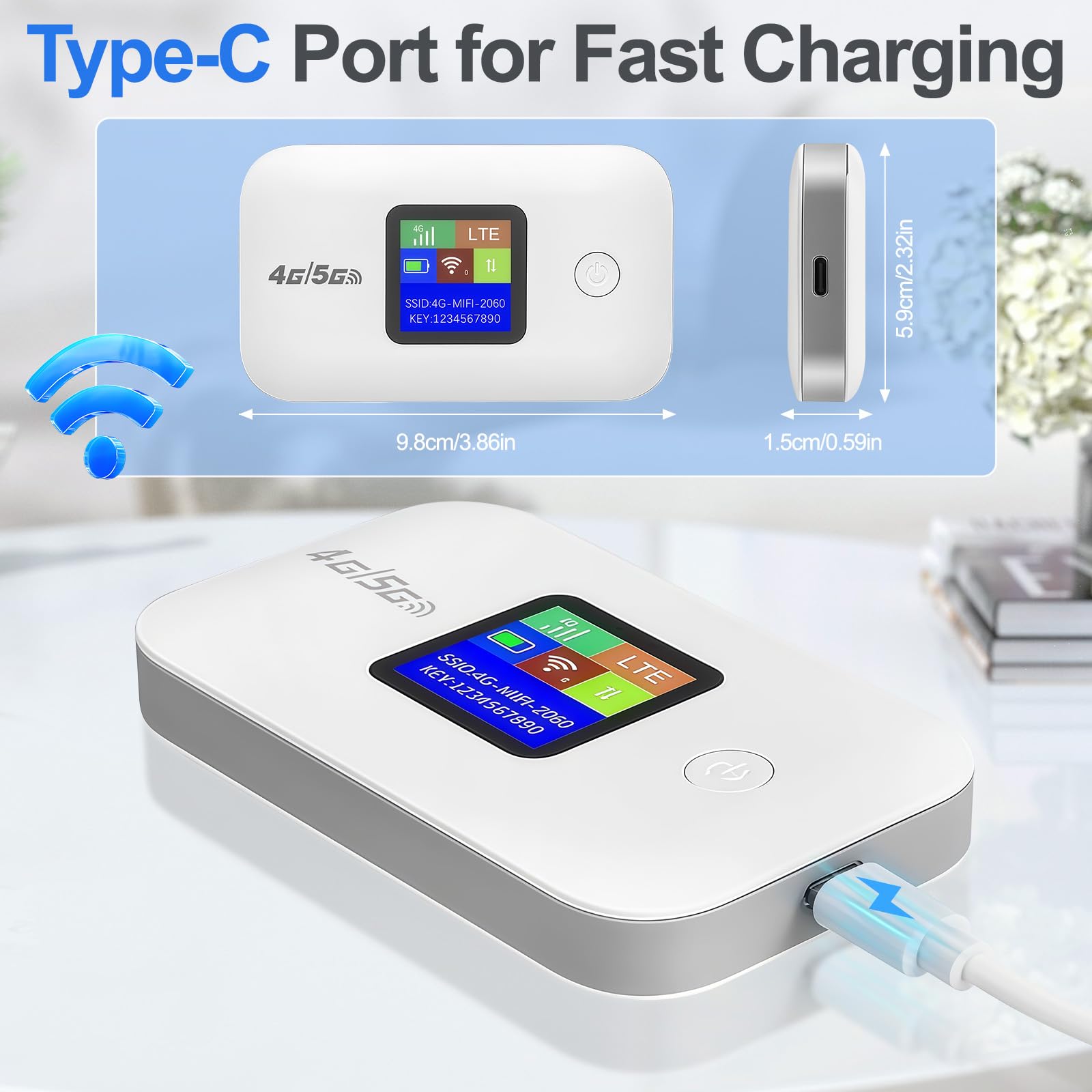 Router WiFi 4G/5G LTE, router da viaggio portatile 4G/5G Wifi con slot per scheda SIM, velocità 150 Mbps, router WiFi mobile dongle collega fino a 10 dispositivi, alta compatibilità