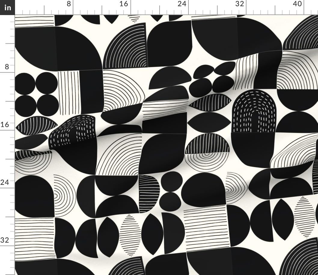 Spoonflower Fabric - Geometric Shapes Abstract Large Scale Midcentury Mod Bold Graphic Printed on Petal Cotton Fabric Fat Quarter - Sewing Quilting Apparel Crafts Decor