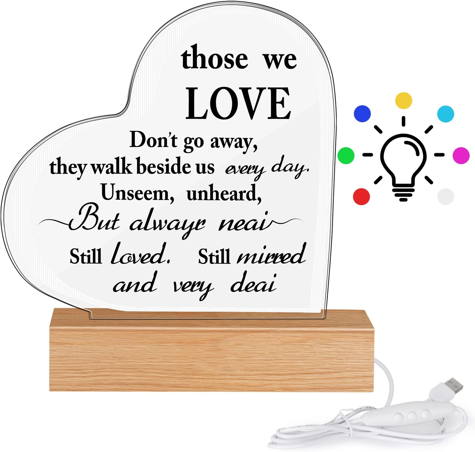 Sympathy Gifts for Loss of Loved One, Bereavement Gifts for Loss, Memorial Gifts, Memorial Light for Loss of Loved One, Loss of Father, Loss of Mother Remembrance Gifts (6 x 6 x 0.6 Inch)