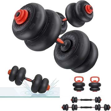 Yoleo Adjustable Dumbbell Set, 45Lbs Free Weight Set with Silent Anti-Collision Air Cushion with Connector, 5-in-1 Dumbbells Set Includes Barbell, Kettlebells, Push up Stand, Weight Plate, Exercise & Fitness Dumbbells Weight Set for Home Gym Suitable Men/Women