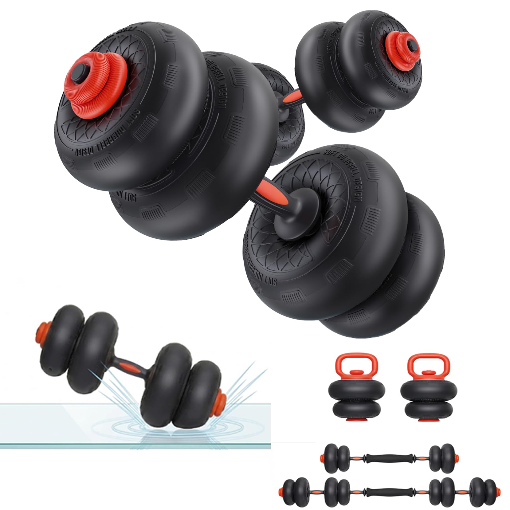 Yoleo Hantelset Verstellbare Hanteln, Adjustable Dumbbell Set 4 in 1 Premium Drehbare Befestigungsart gewichte Tai-Chi-Stil 2/4/6/8/10/20/KG Kombinieren Sie es mit einem weichen TPU-Gummigriff