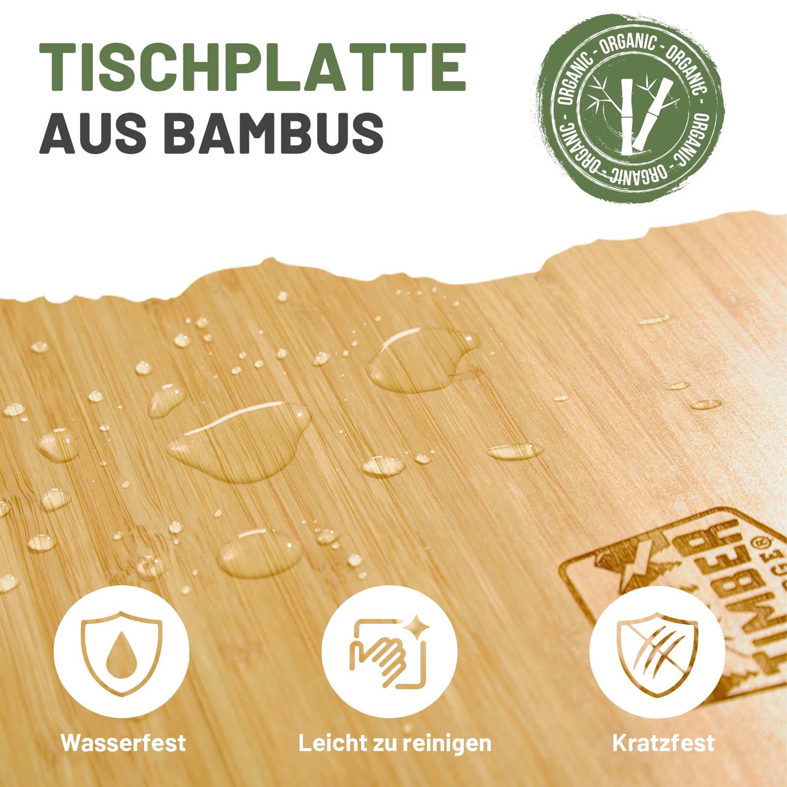 TIMBER RIDGE Campingtisch Klappbar Bambus Klapptisch Höhenverstellbar 53-70cm Aluminiumrahmen Gartentisch mit Tragetasche 100x70 cm für Garten Picknick Balkon Wohnmobil
