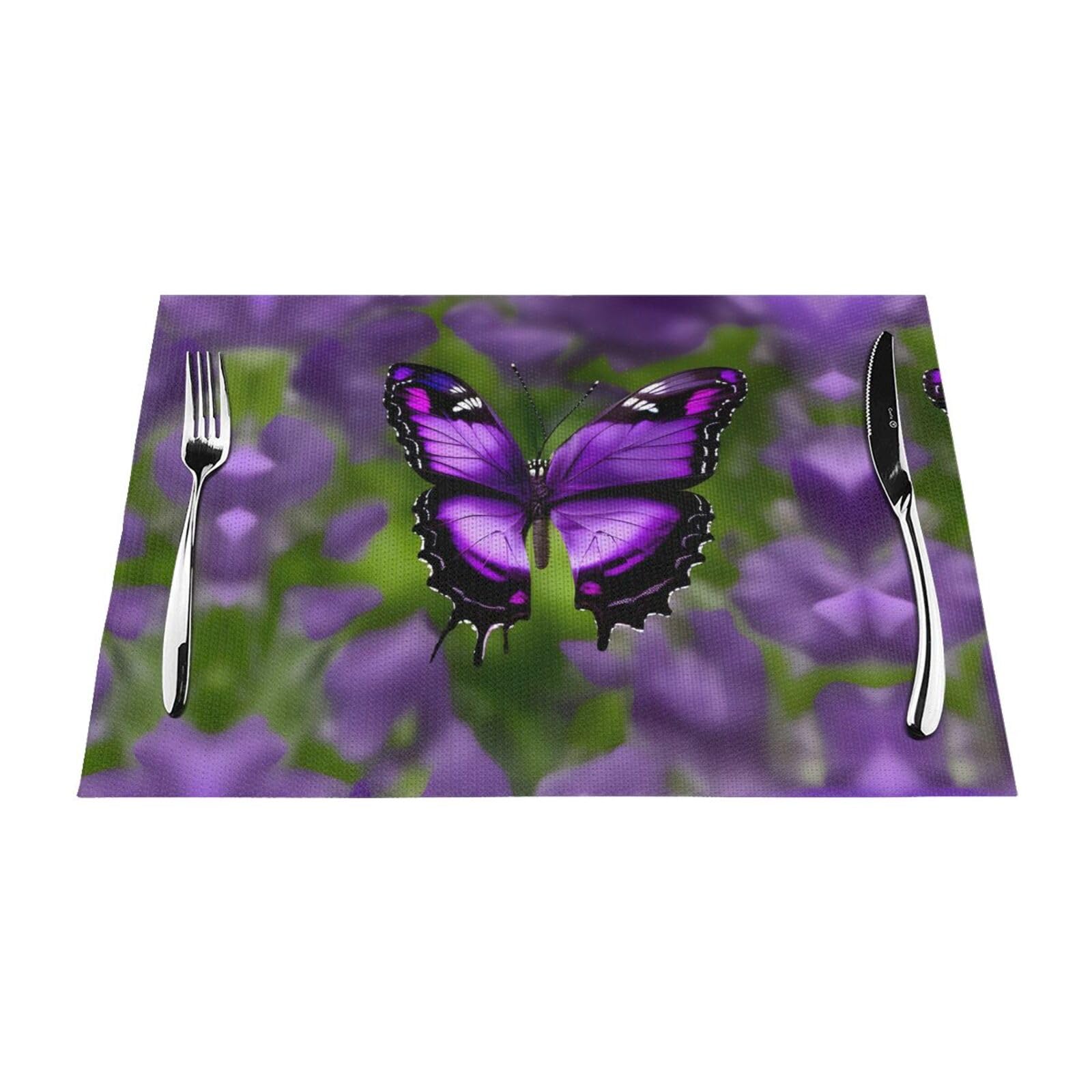 Sets de table papillon violet pour embellir vos repas de cuisine en famille