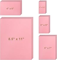 Silunkia 500 Sheets Candy Pink Cardstock - 5 Assorted Sizes 200gsm Heavyweight Paper for DIY Cards, Invitations, Crafts & Business Cards